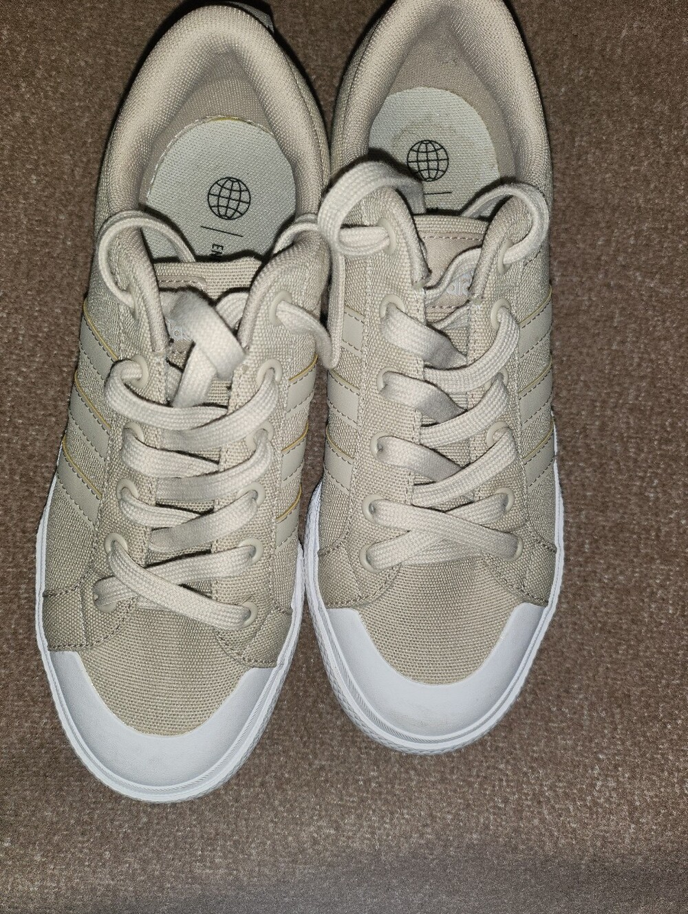 Women's Platform Adidas Beige Canvas Lace-Up Sneakers
